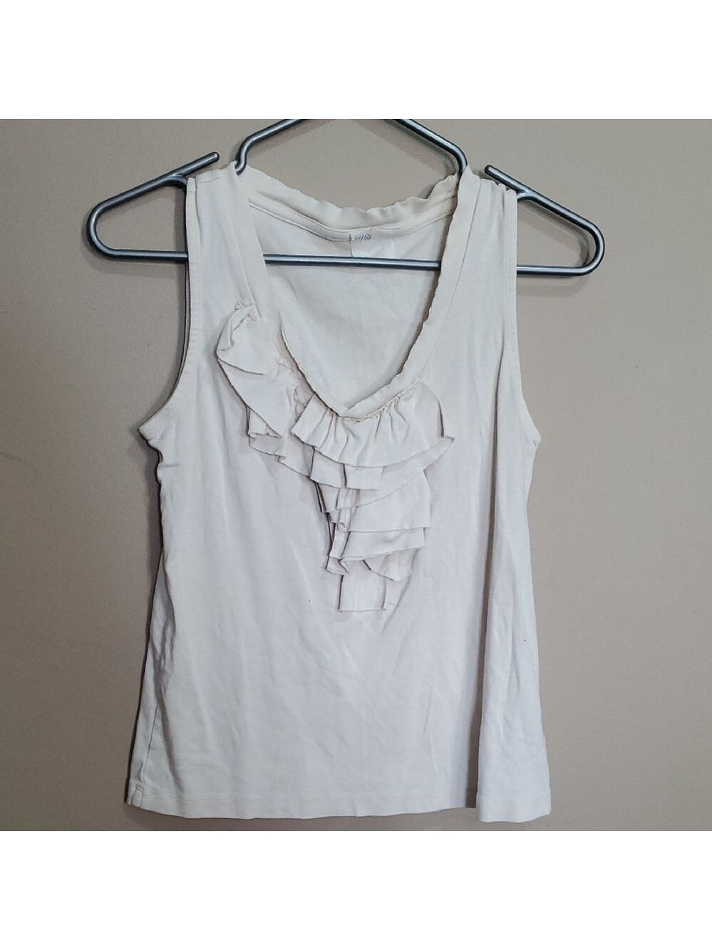 Elegant Cream Ruffle Tank Top Size Xs